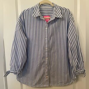 Lilly Pulitzer Blue and White Button Down Shirt